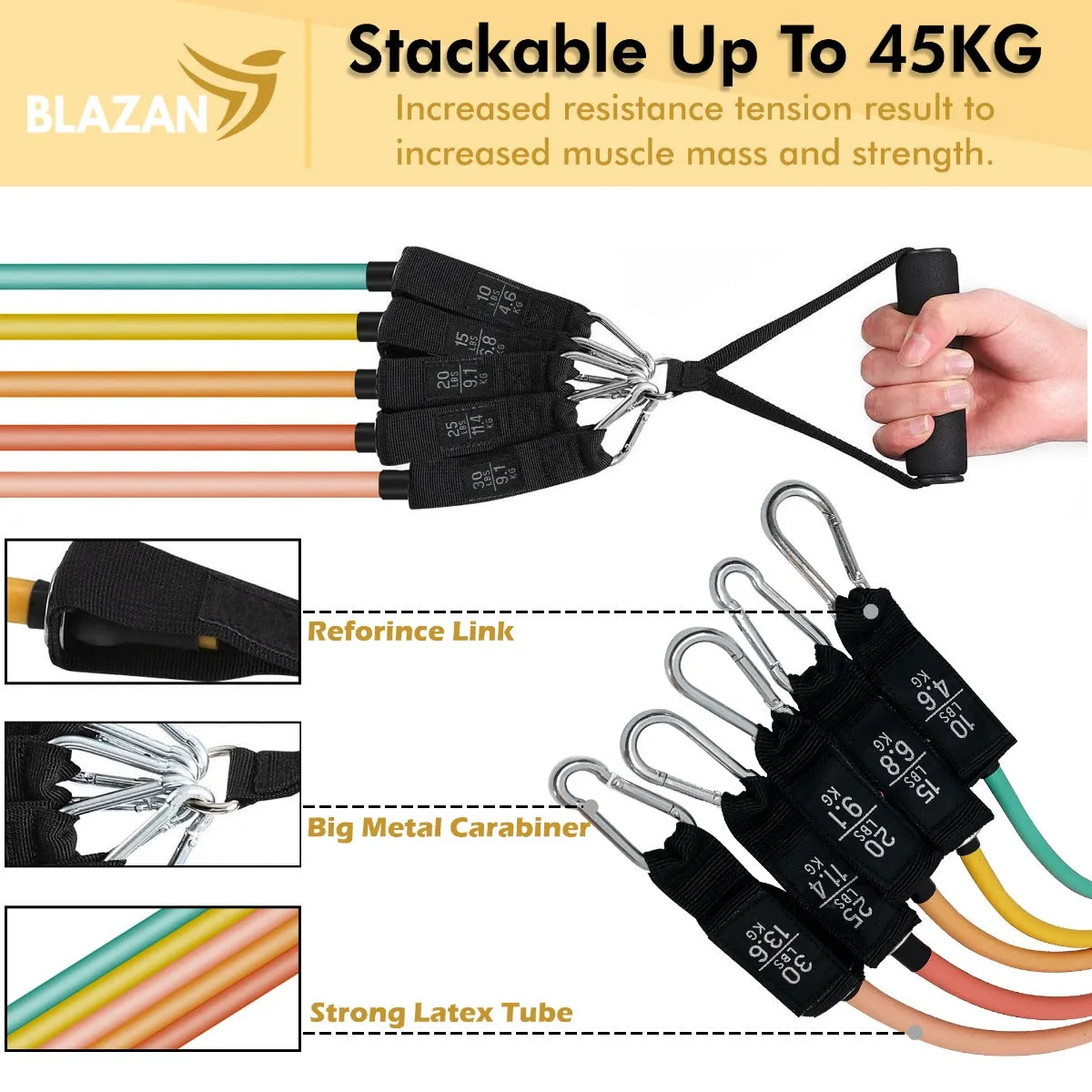 11 PC Resistance Bands Set