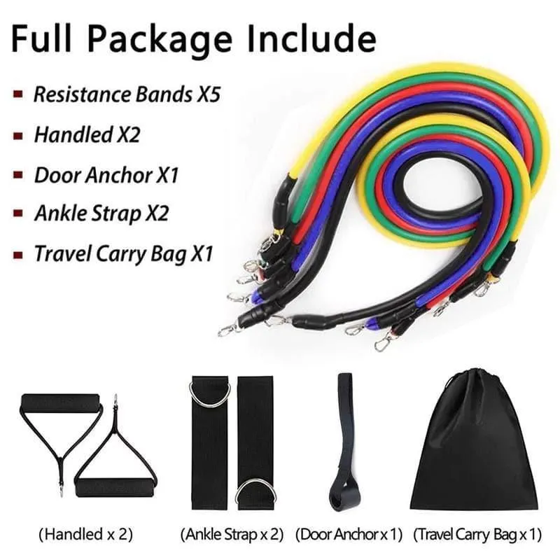 11 Pieces Resistance Bands, Home Gym Equipment, Workout Set