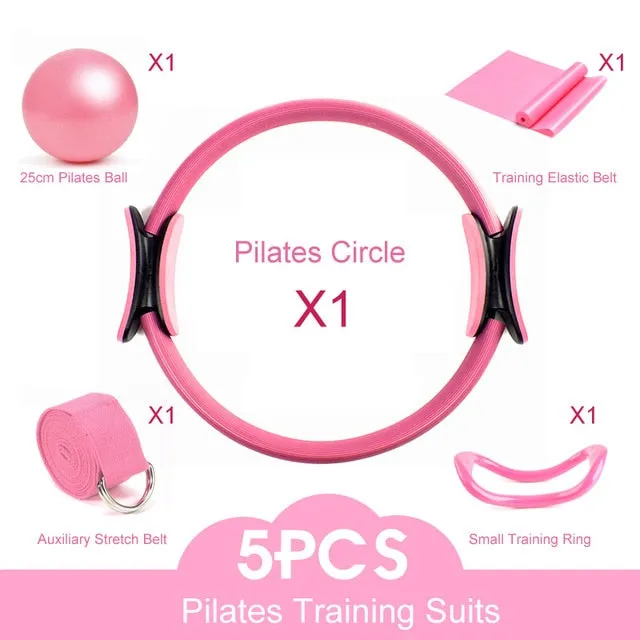 5PCS Yoga Ball Magic Ring Pilates Circle Exercise Equipment Workout Fitness Training Resistance Support Tool Stretch Band