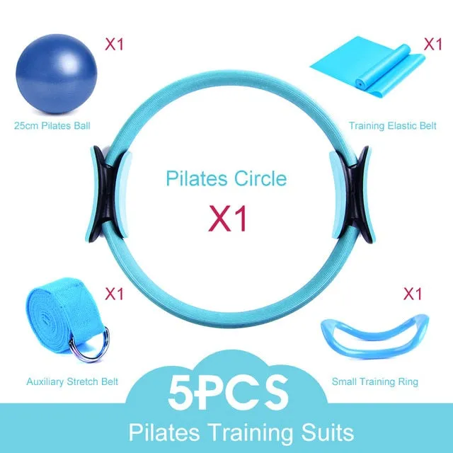 5PCS Yoga Ball Magic Ring Pilates Circle Exercise Equipment Workout Fitness Training Resistance Support Tool Stretch Band