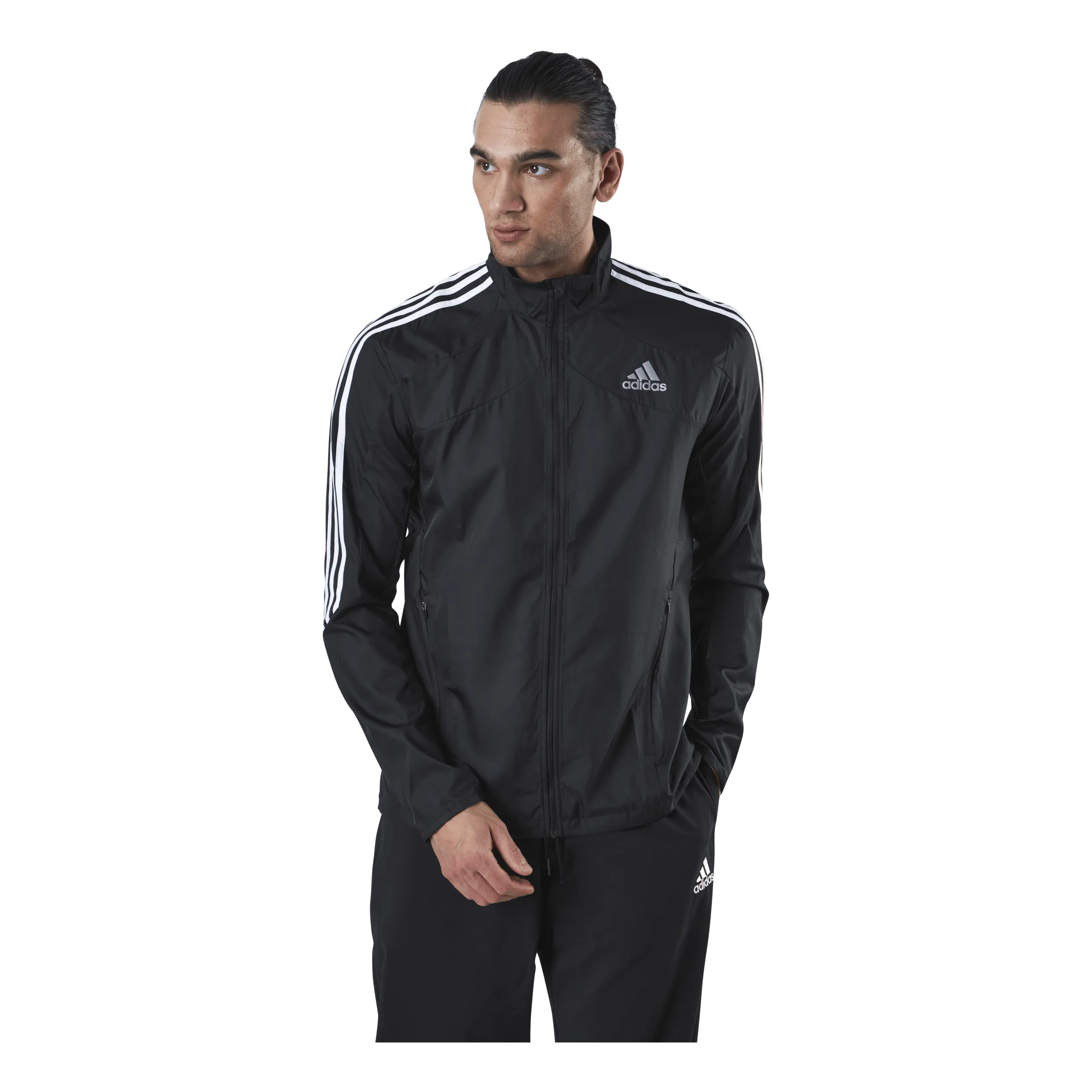 Adidas Marathon Jacket 3 Stripe Men Black / White