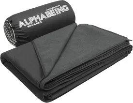 AlphaBeing Waterproof Outdoor Blanket with Merino Wool, Extra Thick Warm, Windproof, Packable Stadium Blankets for Cold Weather, Camping Gift, Pet, Car, Picnic, Concerts, 79" x 59", Black/Gray
