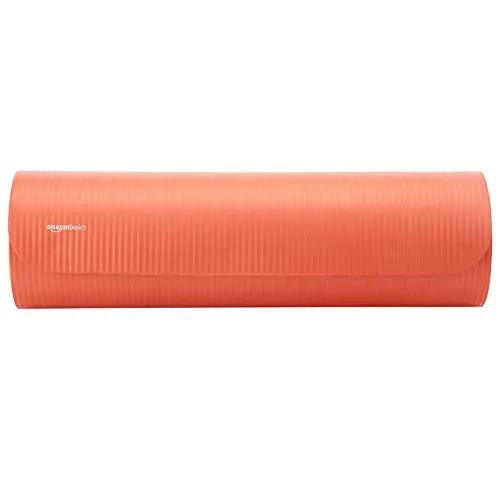 Amazon Basics 1.3 cm Thick Yoga Mat 6 Piece Set, Coral Red
