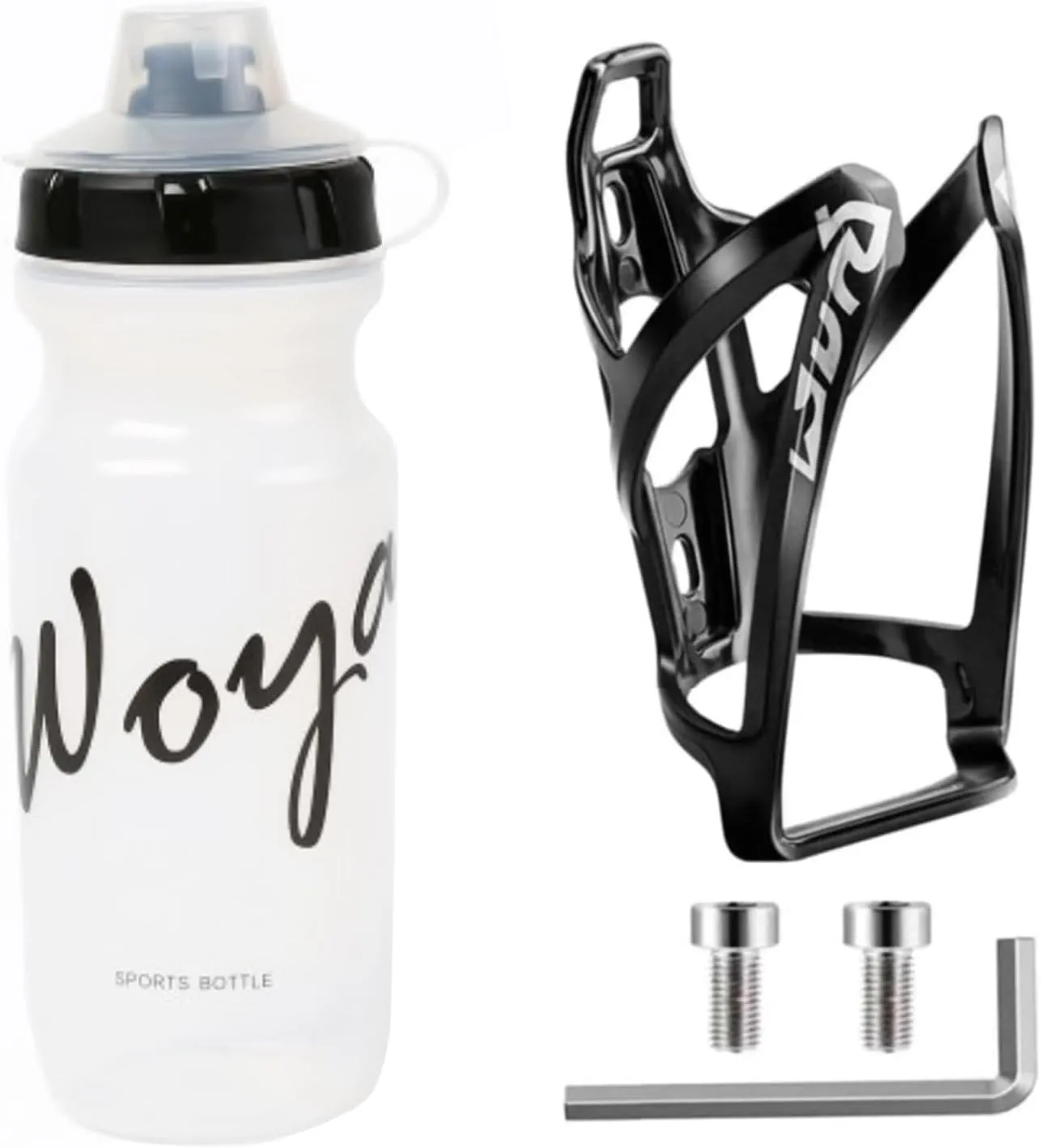Bike Water Bottle Cage & 600ML Sports Bottle Set - Universal Lightweight Design, Food-Grade Safe, Easy Install for Mountain/Road/Kids Bicycles