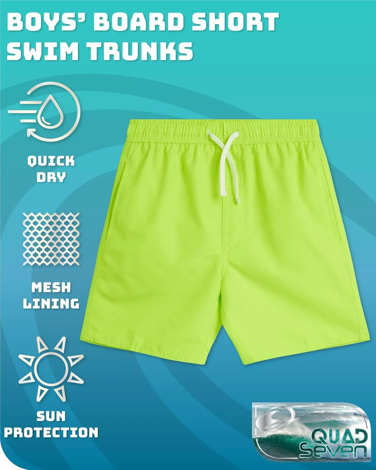 Boys Swim Trunks - 2 Pack Basic Quick Dry Boys Board Shorts Bathing Suit Kids Swimwear with Pockets (Sizes: 8-18)