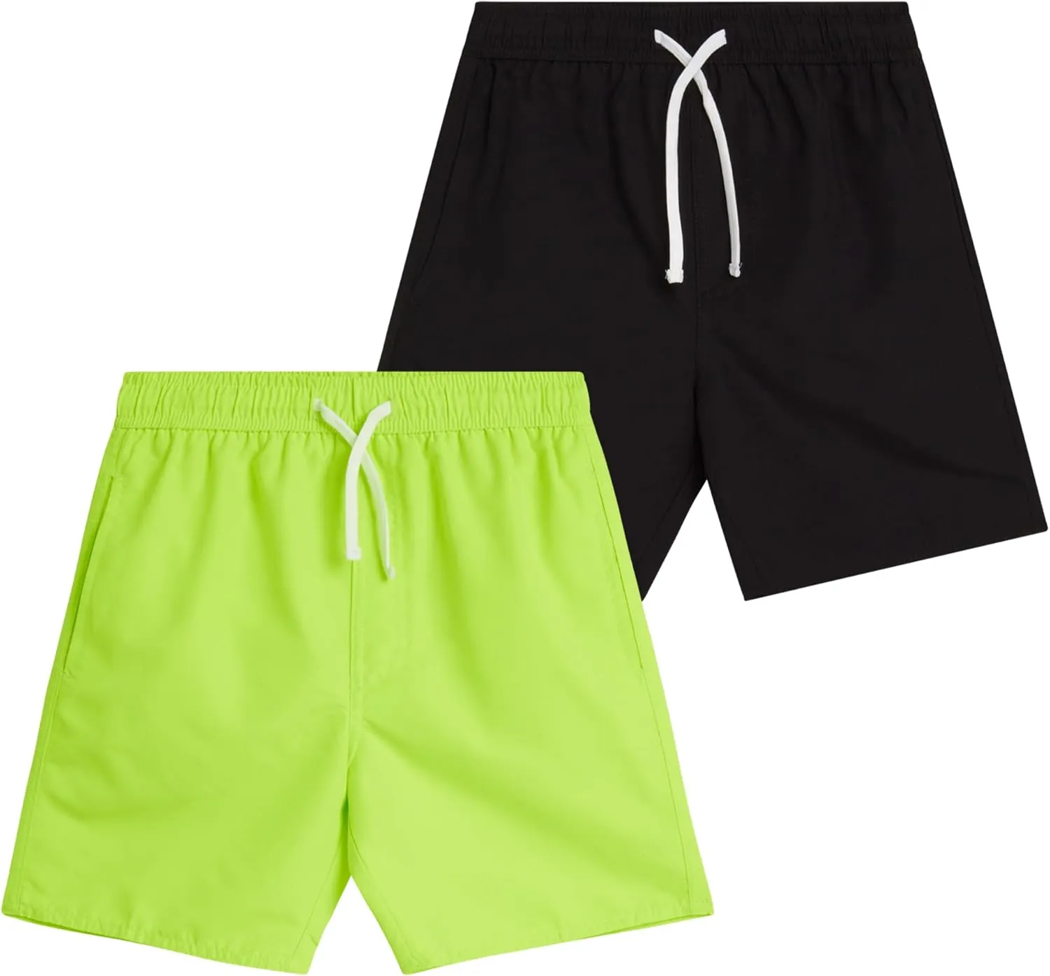 Boys Swim Trunks - 2 Pack Basic Quick Dry Boys Board Shorts Bathing Suit Kids Swimwear with Pockets (Sizes: 8-18)