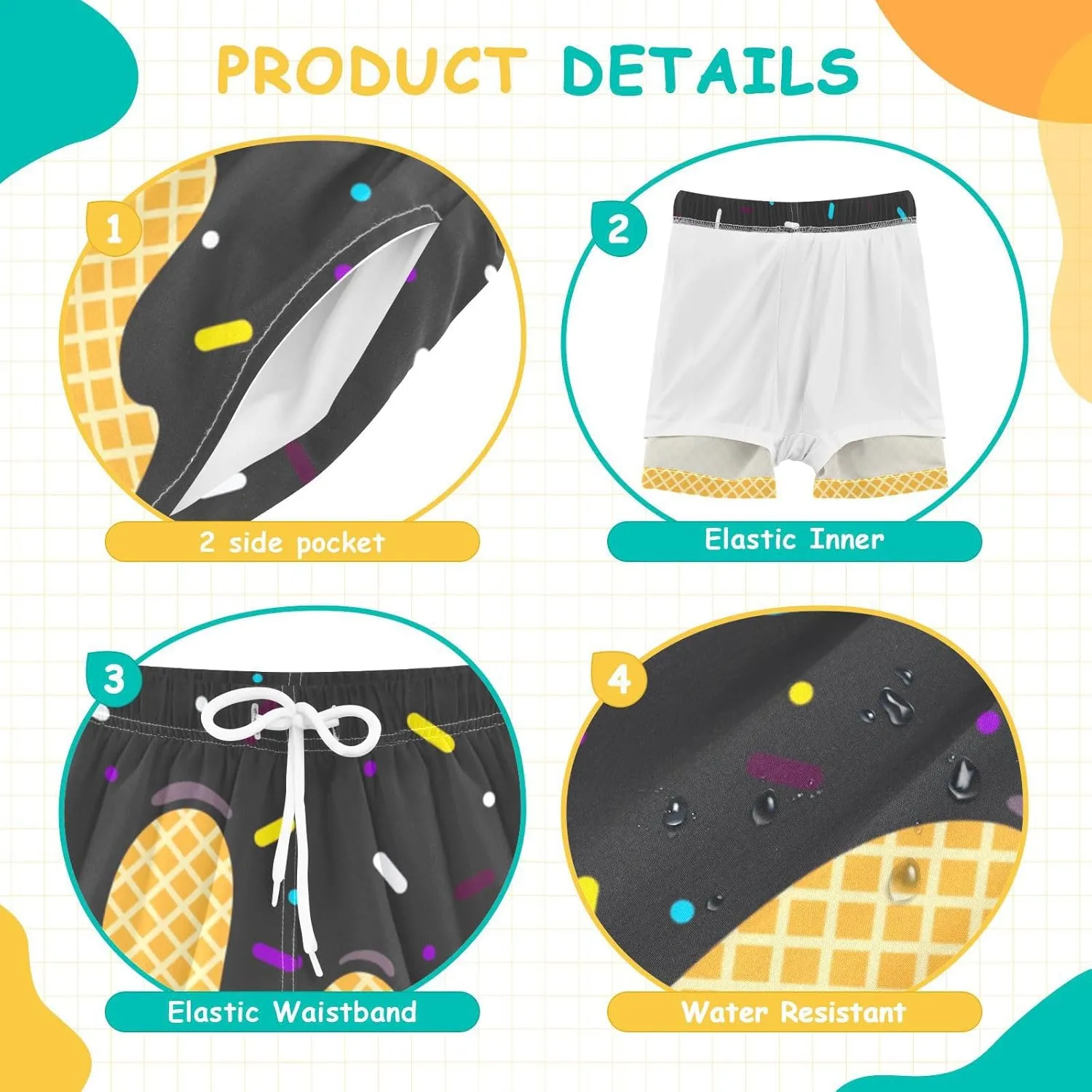 Boys Swim Trunks with Compression Liner Quick Dry Board Shorts with Boxer Brief Bathing Suit 4-14 Years