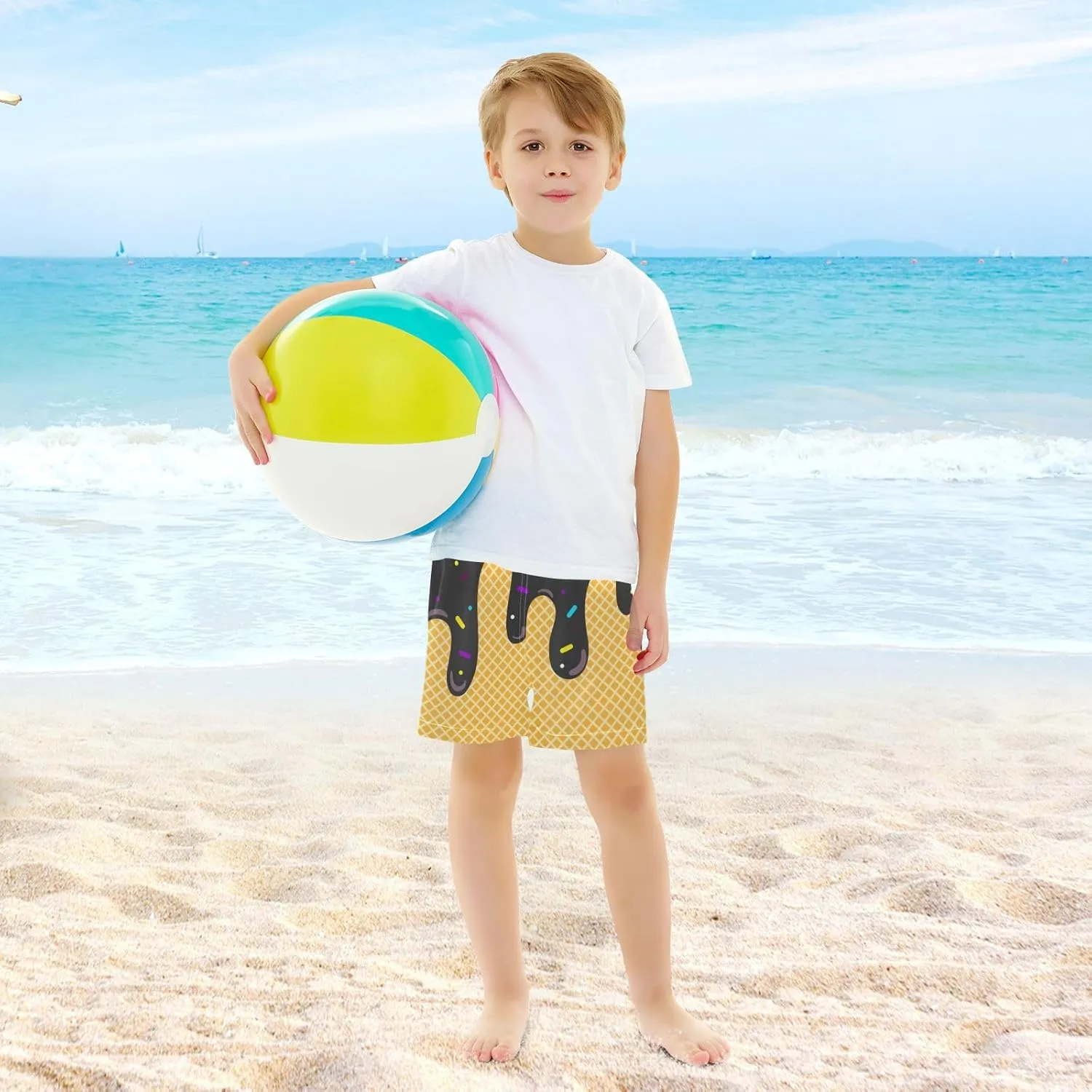 Boys Swim Trunks with Compression Liner Quick Dry Board Shorts with Boxer Brief Bathing Suit 4-14 Years
