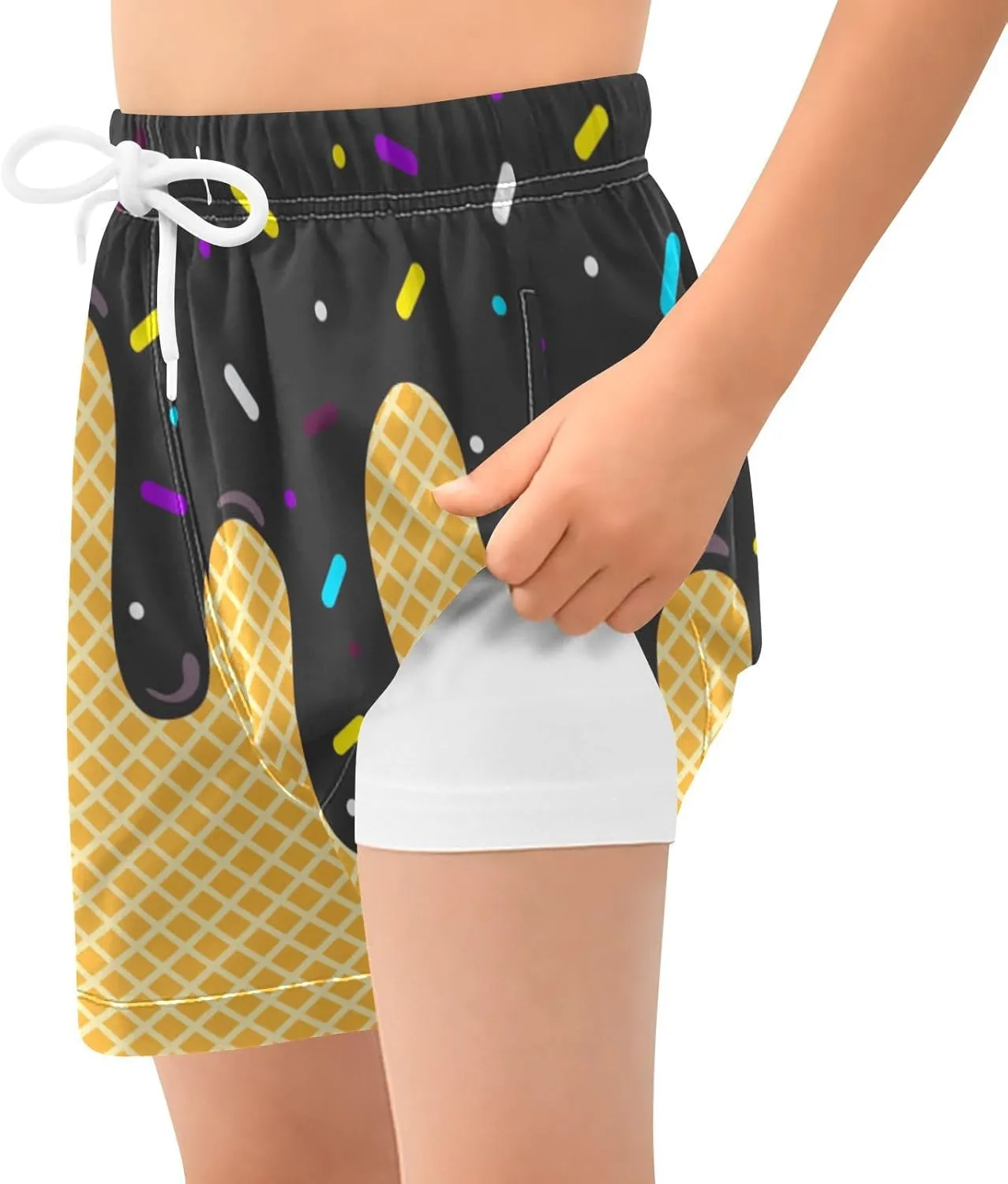 Boys Swim Trunks with Compression Liner Quick Dry Board Shorts with Boxer Brief Bathing Suit 4-14 Years