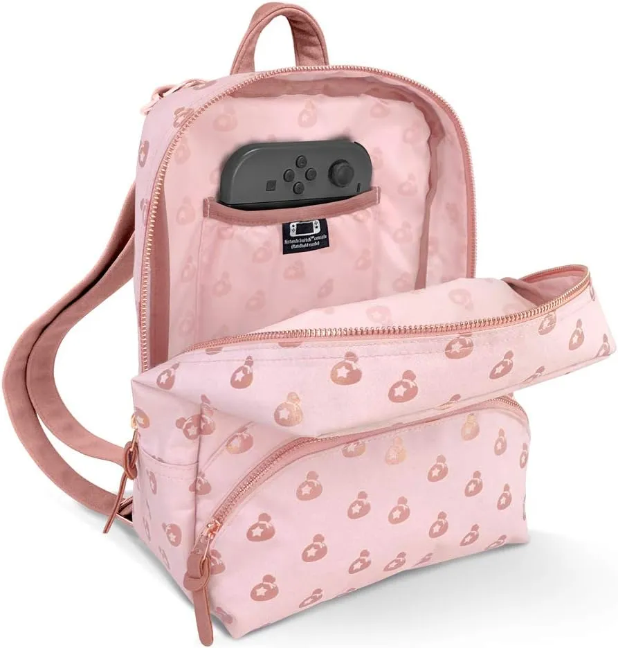 Controller Gear Animal Crossing - Small Backpack Mini Bookbag Travel Bag for Console & Accessories - Rose Gold