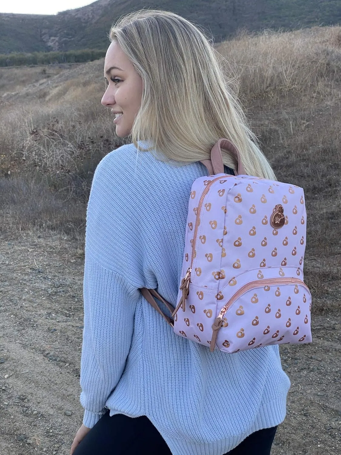 Controller Gear Animal Crossing - Small Backpack Mini Bookbag Travel Bag for Console & Accessories - Rose Gold