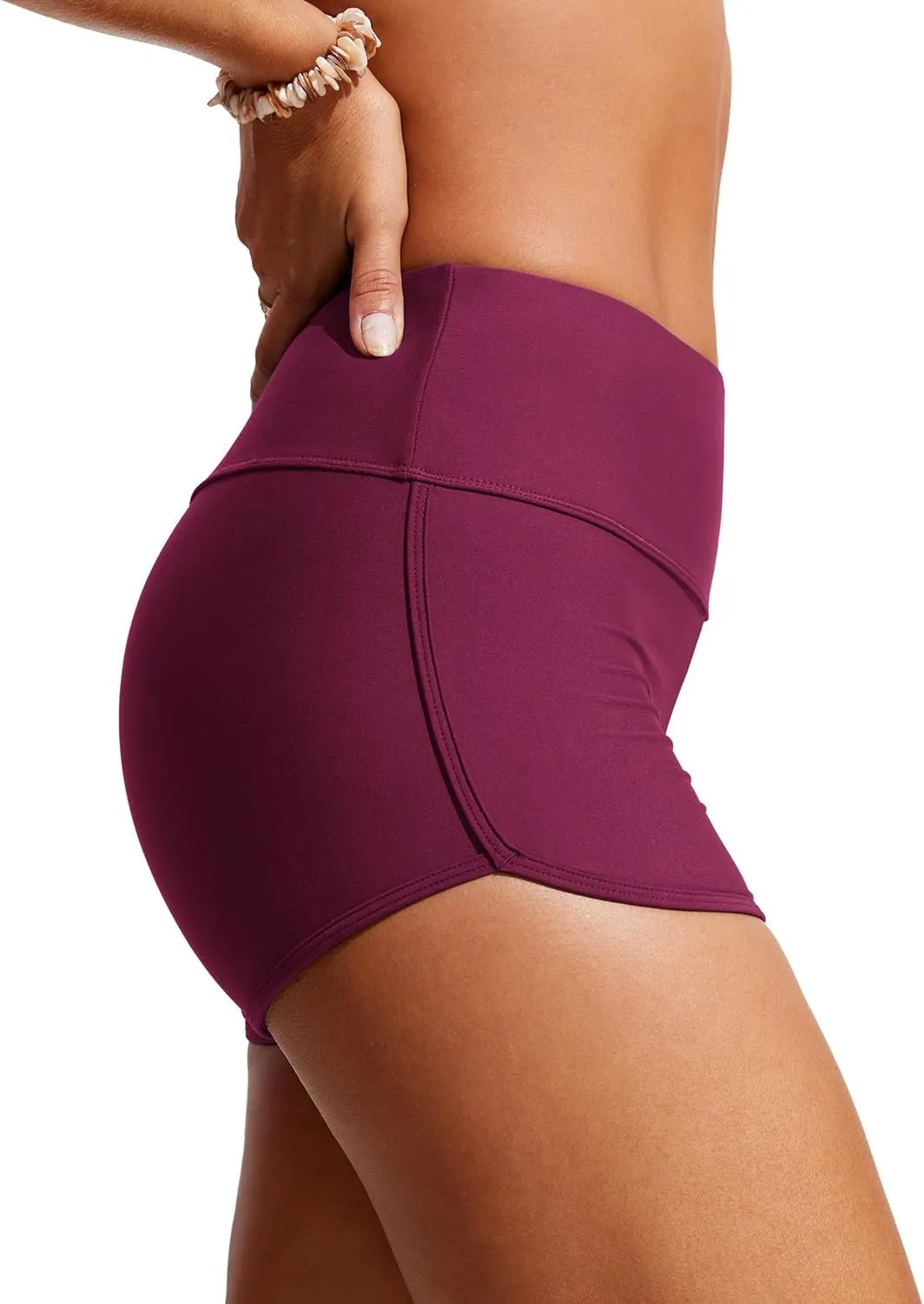 CRZ YOGA Womens 2.5'' Swim Board Shorts High Waisted Quick Dry Bathing Suit Bottoms Dolphin Trunks with Liner