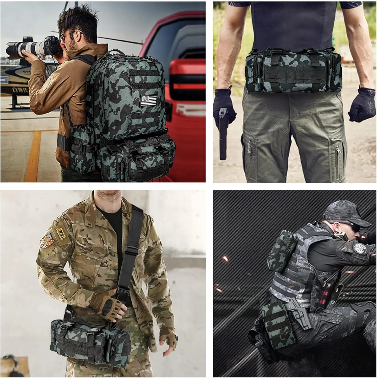 CVLIFE Tactical Backpack Military Army Rucksack 60L Large Assault Pack Detachable Molle Bag