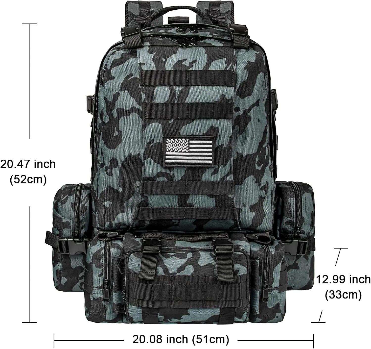 CVLIFE Tactical Backpack Military Army Rucksack 60L Large Assault Pack Detachable Molle Bag