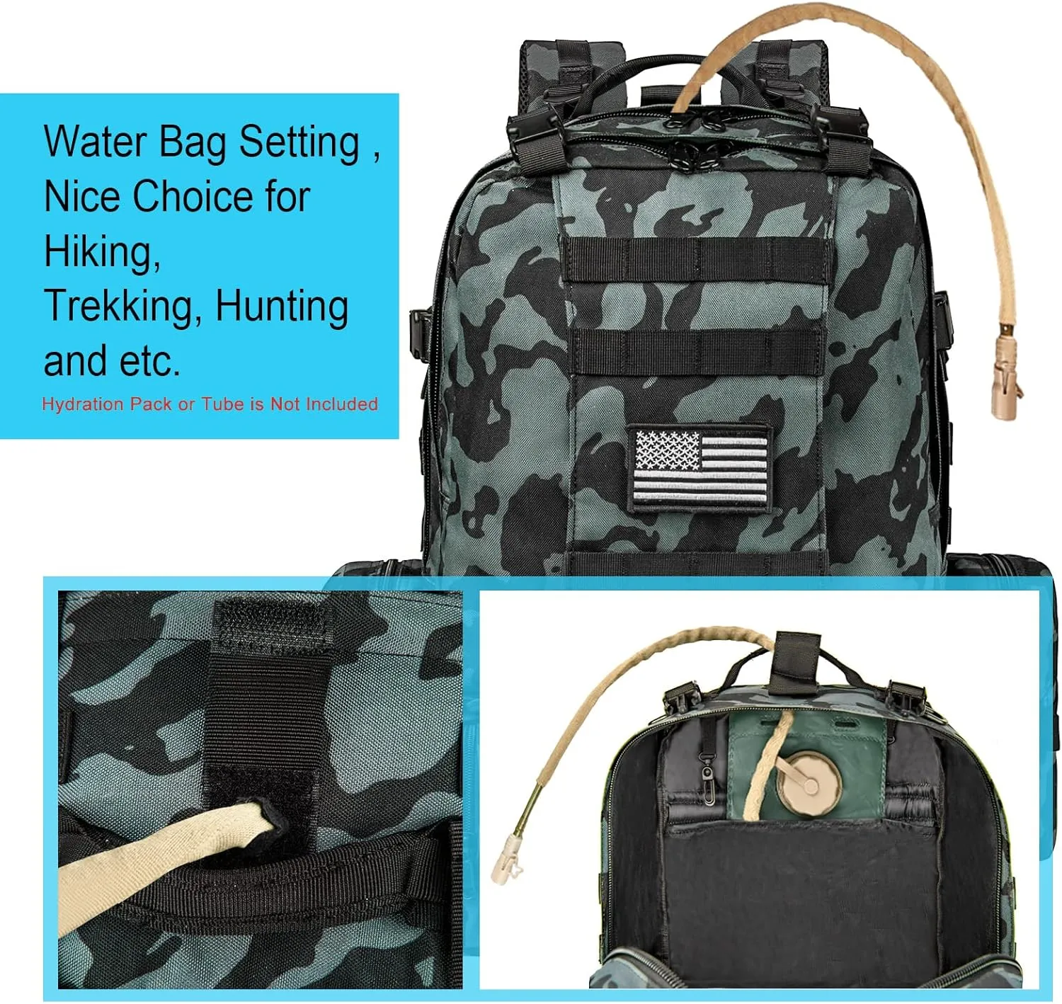CVLIFE Tactical Backpack Military Army Rucksack 60L Large Assault Pack Detachable Molle Bag