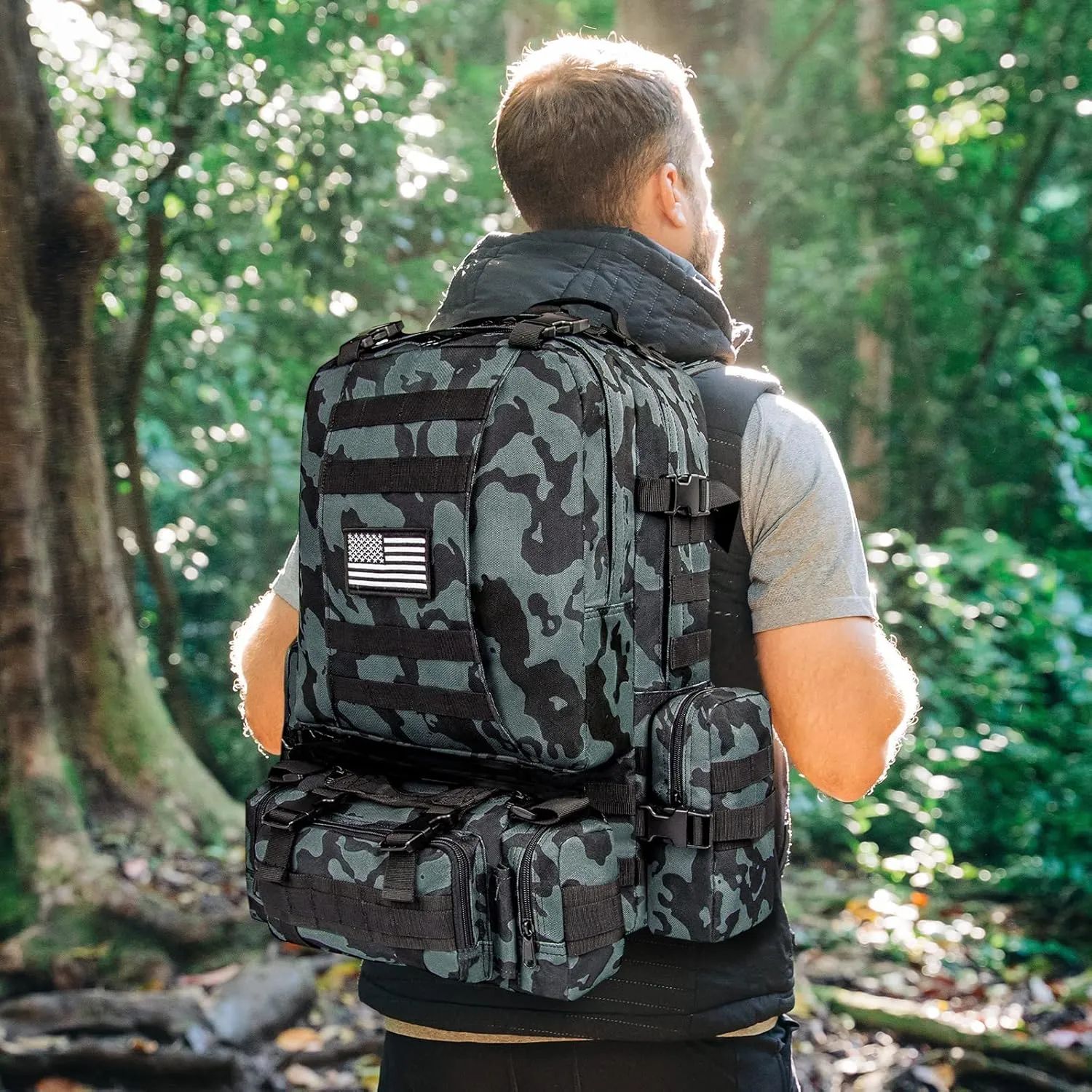 CVLIFE Tactical Backpack Military Army Rucksack 60L Large Assault Pack Detachable Molle Bag