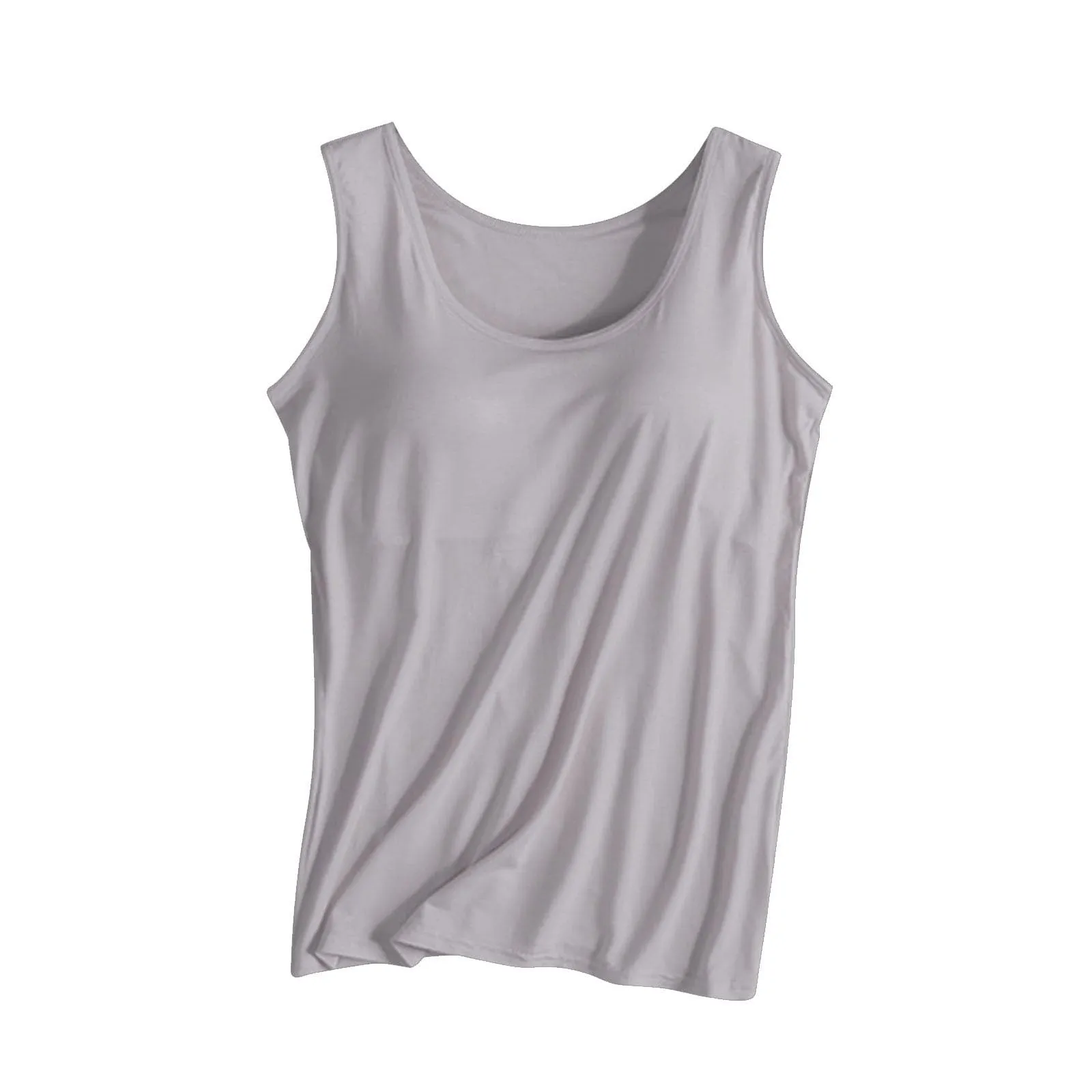 Deals of The Day Clearance Prime Sale, Exercise Tank Tops for Women, Tube Tops for Women with Built in Bra Women's Organic Cotton Camisole Tank Top with Built-in Shelf Bra B-Gray