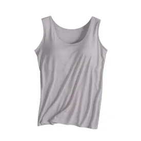 Deals of The Day Clearance Prime Sale, Exercise Tank Tops for Women, Tube Tops for Women with Built in Bra Women's Organic Cotton Camisole Tank Top with Built-in Shelf Bra B-Gray