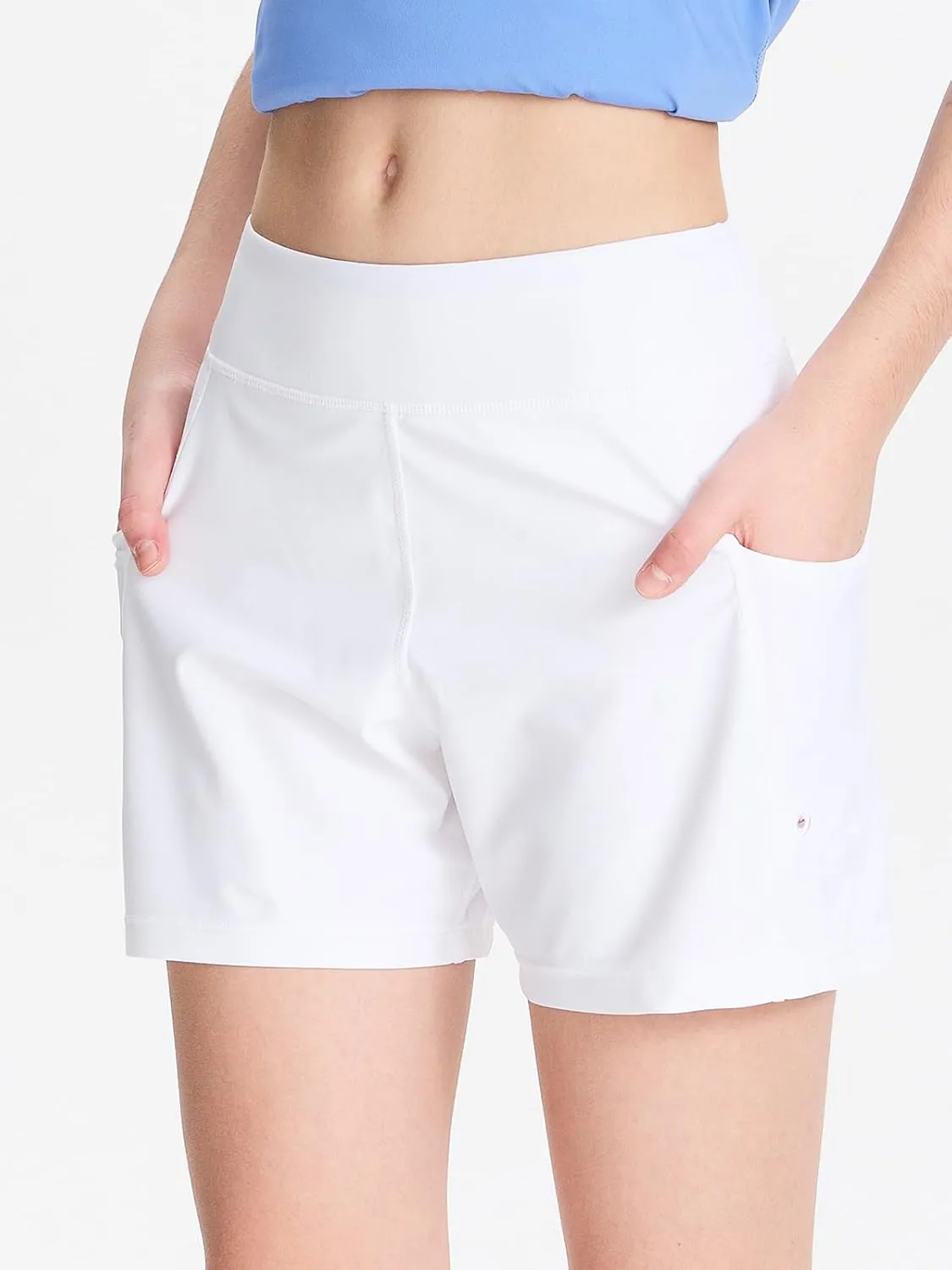 DEVOROPA Youth Girls Swim Board Shorts with Mesh Liner Quick Dry Beach Summer Swimwear Kids Swimming Shorts UPF 50  Pockets