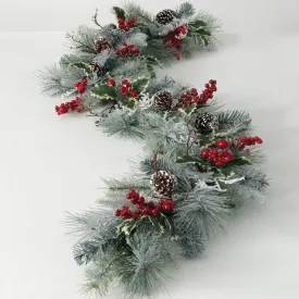 Flocked Berry Pine Garland