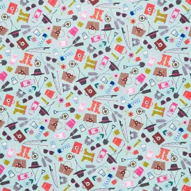 Happy Camper - Camping Life Blue Yardage