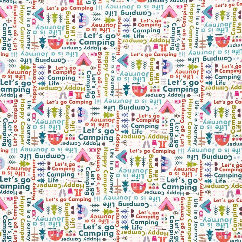 Happy Camper - Life is a Journey Cream Yardage