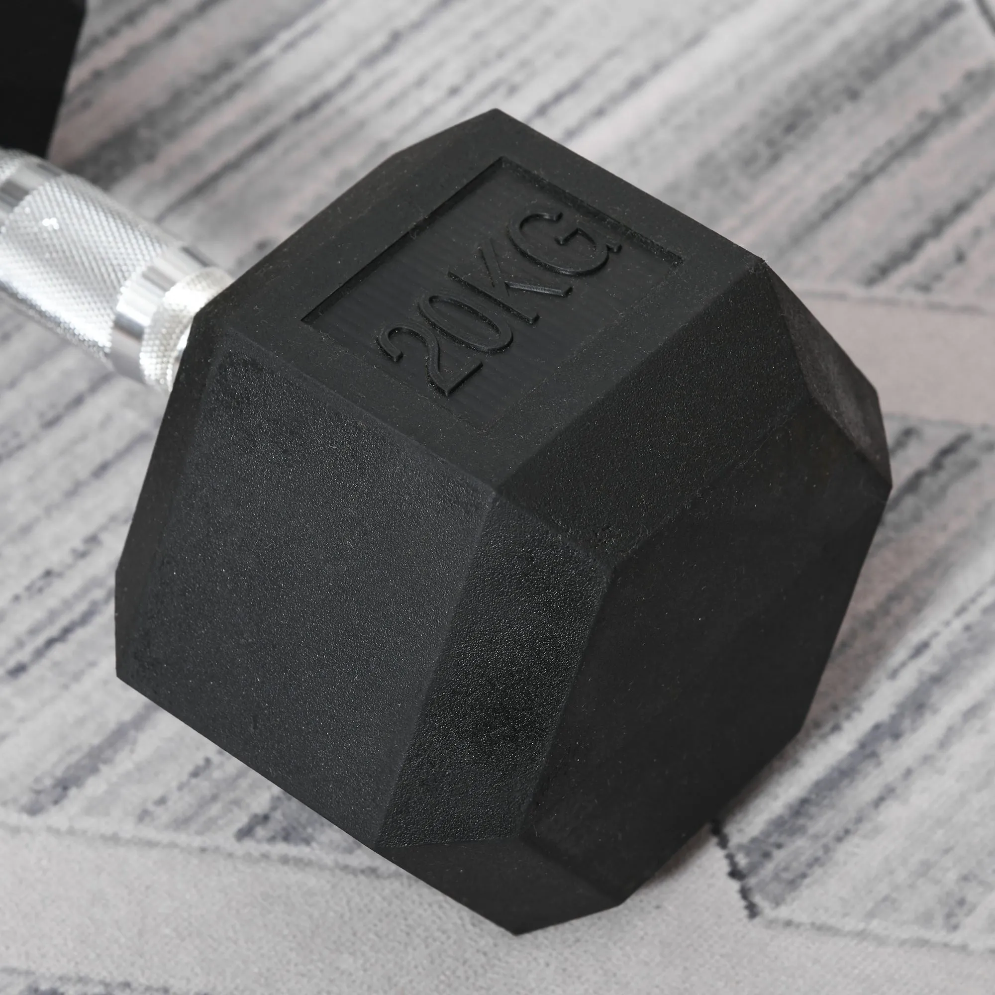 Homcom 20KG Single Rubber Hex Dumbbell Portable Hand Weights Dumbbell Home Gym