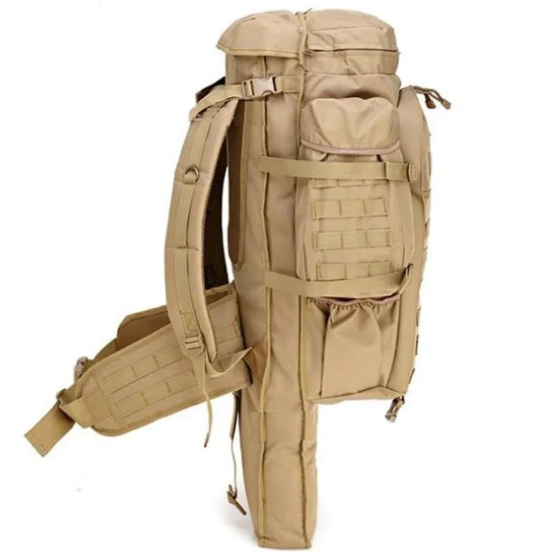 Hot-selling! Prepper 60L  Outdoor Waterproof Military Tactical Backpack with Rifle Pouch Hunting Shooting Camping Trekking Hiking Traveling