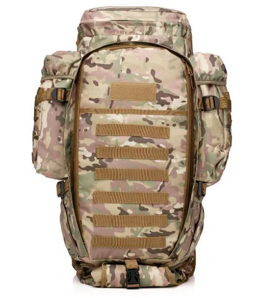 Hot-selling! Prepper 60L  Outdoor Waterproof Military Tactical Backpack with Rifle Pouch Hunting Shooting Camping Trekking Hiking Traveling