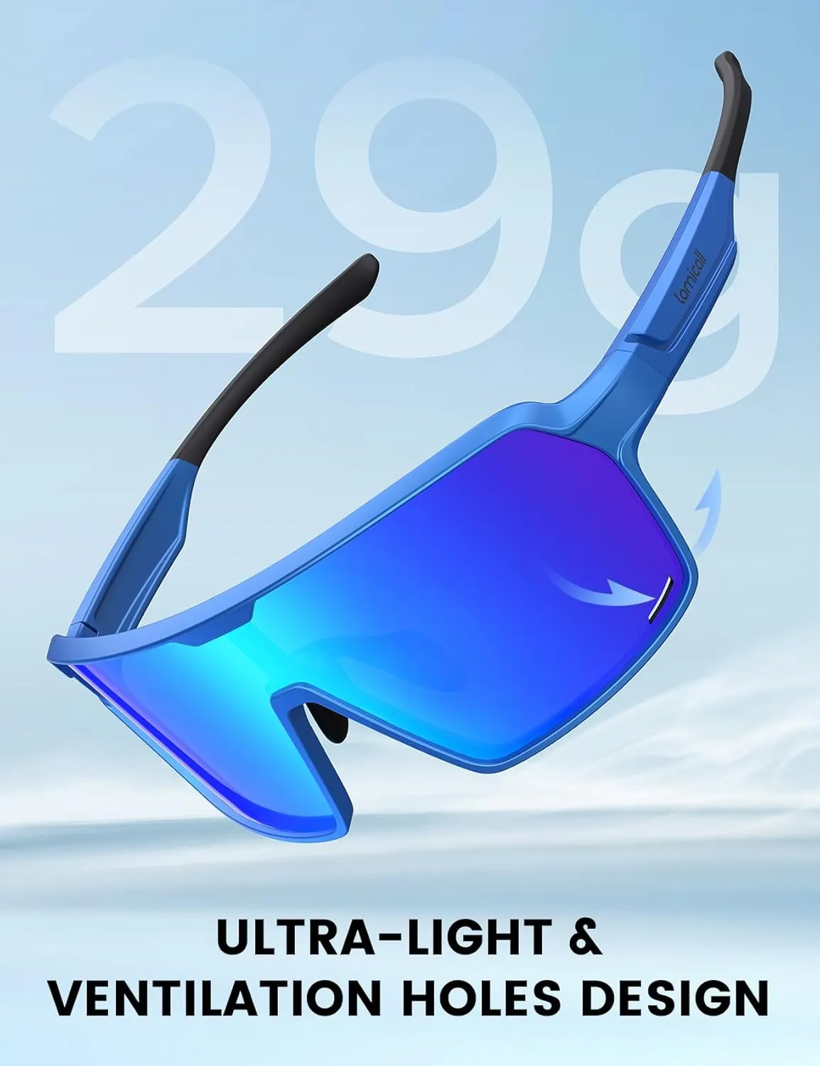 Lamicall XL Size Polarized Sports Sunglasses for Men Women, Large UV400 Protection Sun Glasses, Running Cycling Baseball