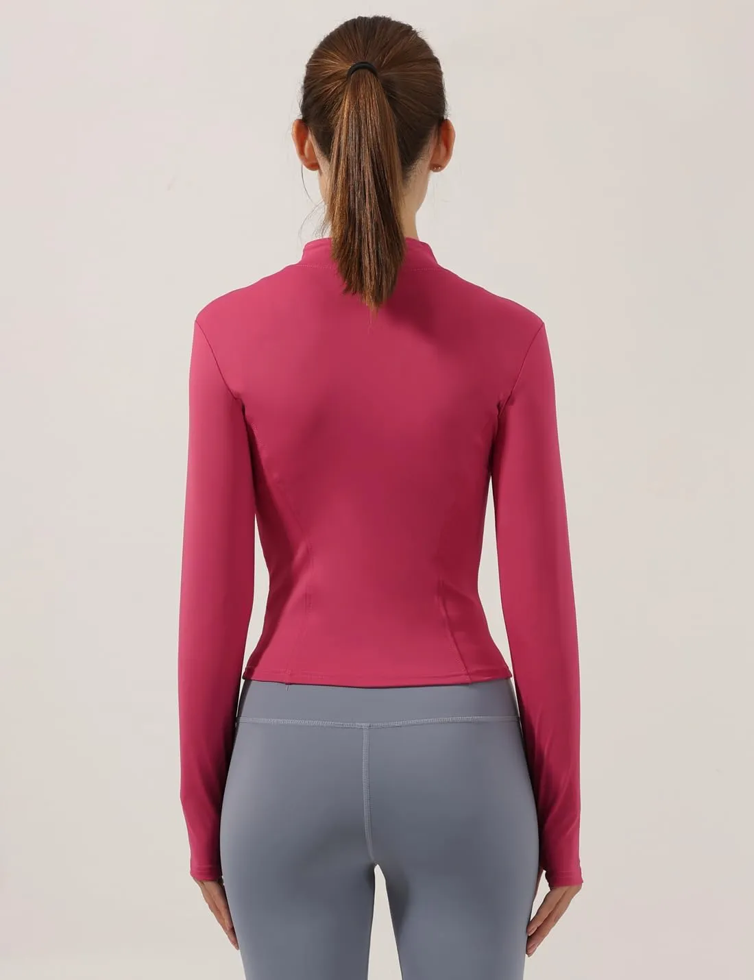 Locachy Women's Lightweight Stretchy Workout Full Zip Running Track Jacket with Thumb Holes