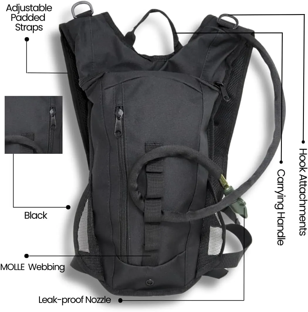 M MCGUIRE GEAR Hydration Backpack, Multi-Pocket Hiking Backpack with Hydration Bladder, Water-Resistant Nylon Water Bladder for Running, Cycling, and Biking, 3L/100 oz.