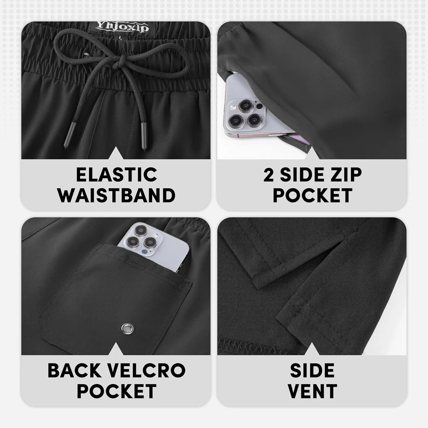 Men Swim Trunks with Compresssion Liner 7 Inch Inseam Board Shorts 2-in-1 Bathing Suit with Zipper Pockets