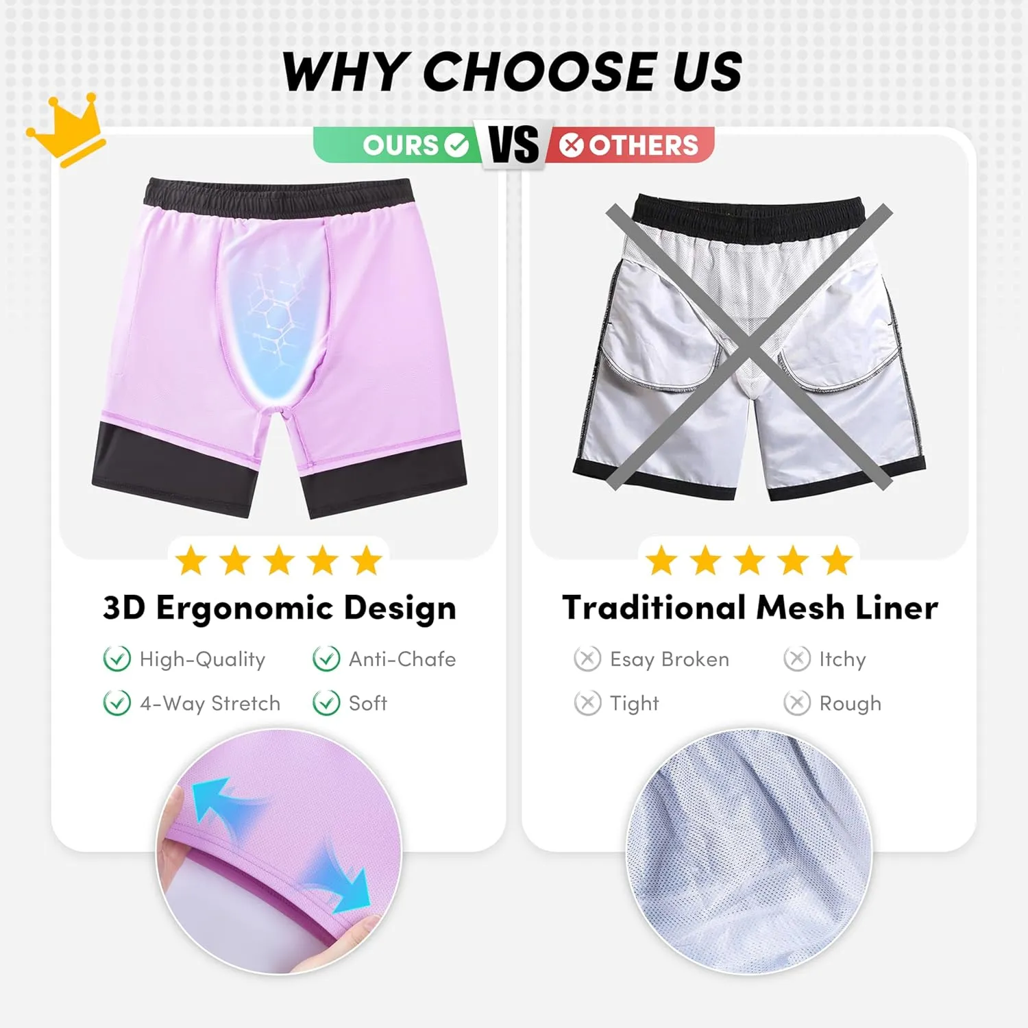 Men Swim Trunks with Compresssion Liner 7 Inch Inseam Board Shorts 2-in-1 Bathing Suit with Zipper Pockets