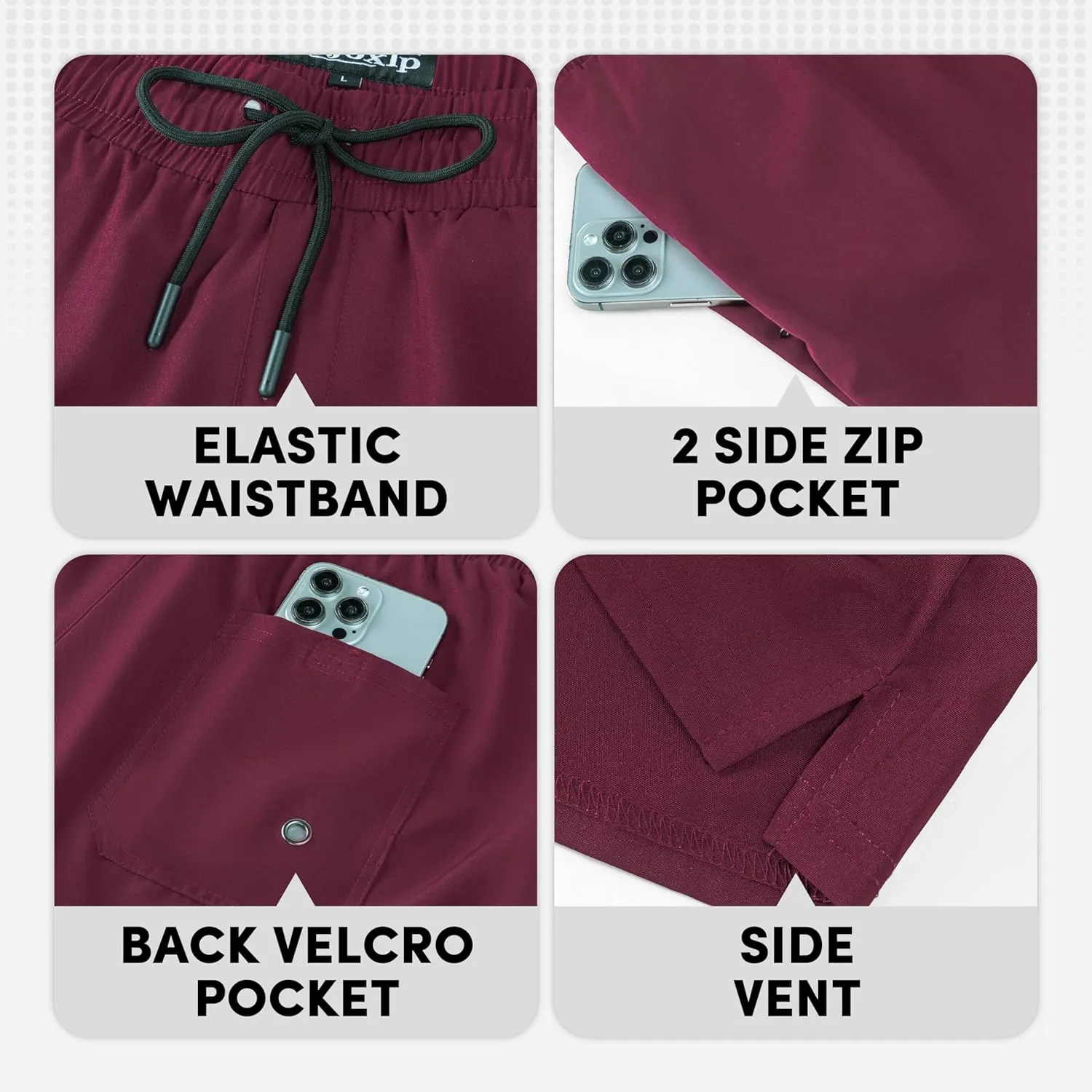 Men Swim Trunks with Compresssion Liner 7 Inch Inseam Board Shorts 2-in-1 Bathing Suit with Zipper Pockets