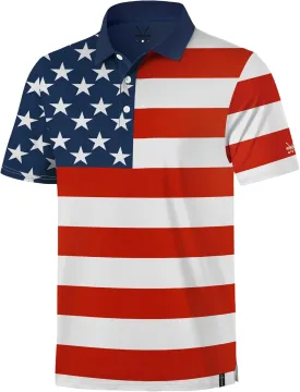 Men's Golf Polo Moisture Wicking Performance Print Summer Casual Shirts (S-XXL)