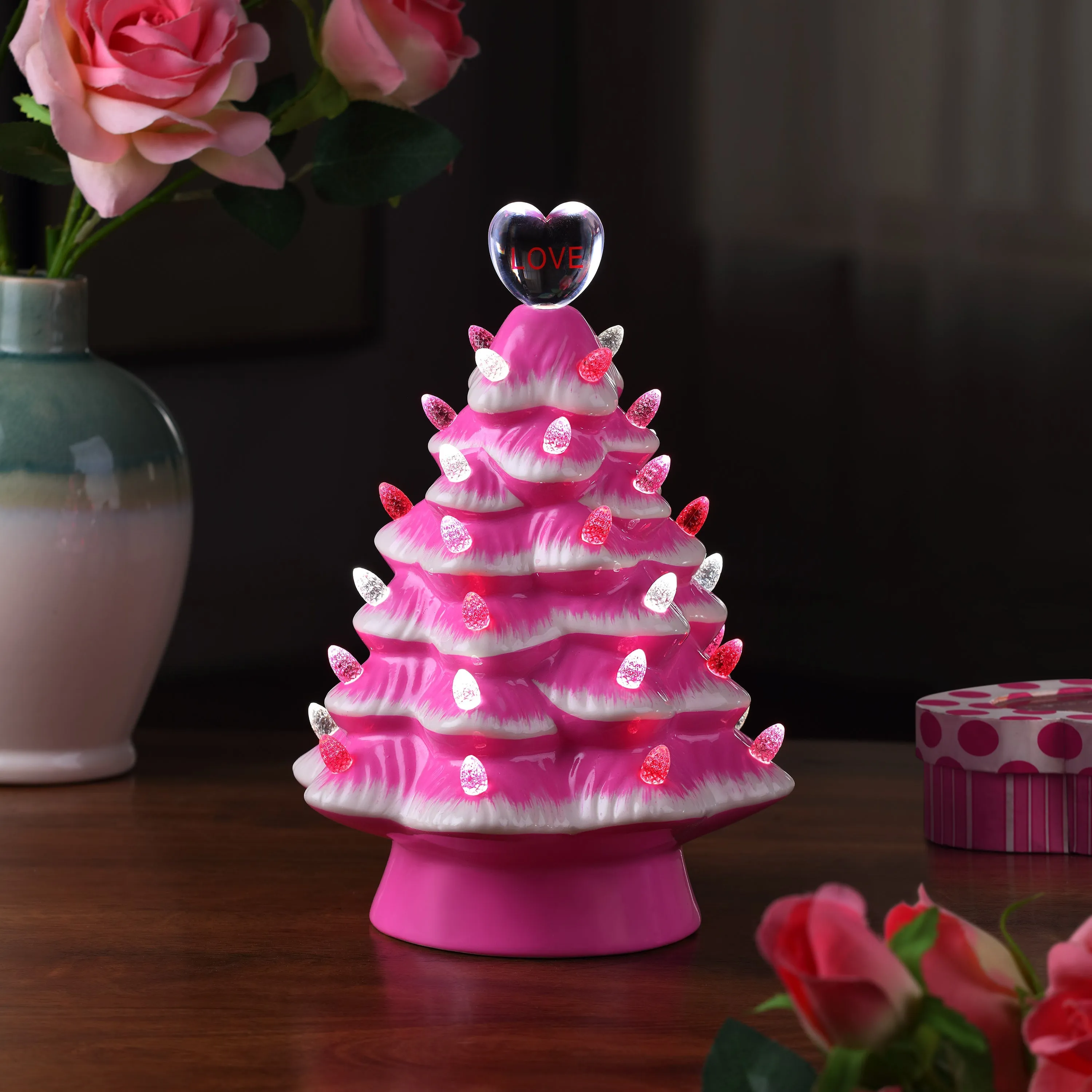 Miss Valentine 10" Hot Pink Ceramic Tree