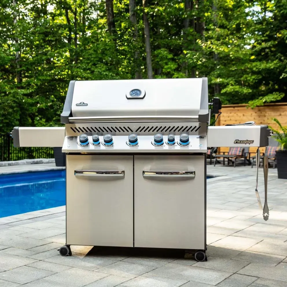 Napoleon Prestige 665 Gas Grill with Infrared Rear Burner, Infrared Side Burner and Rotisserie Kit