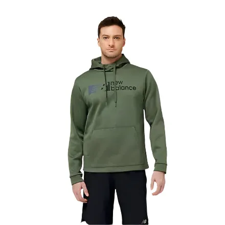 New Balance Men's Tenacity Performance Fleece Pullover Hoodie -  Deep Olive Green