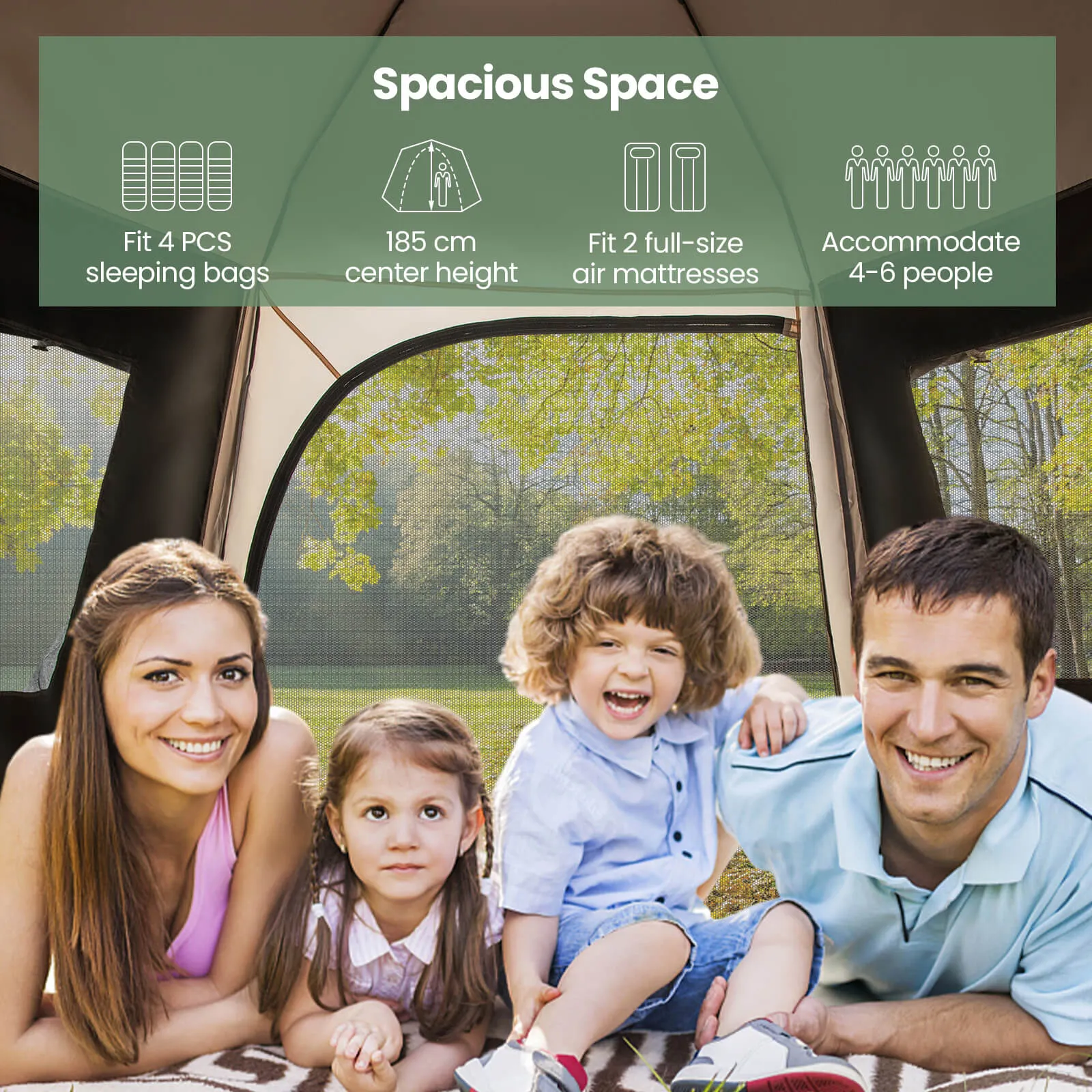 Pop-up Instant Camping Tent with Automatic Bracket and Rainfly