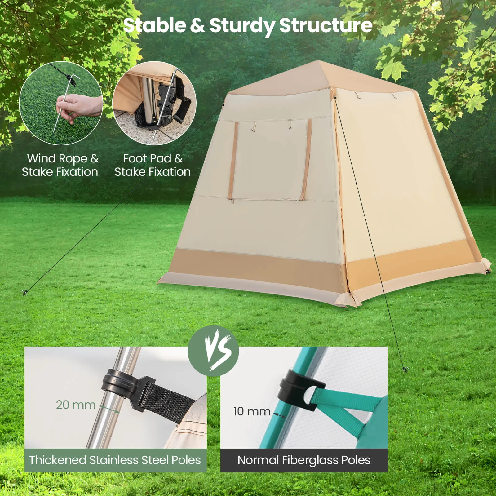 Pop-up Instant Camping Tent with Automatic Bracket and Rainfly
