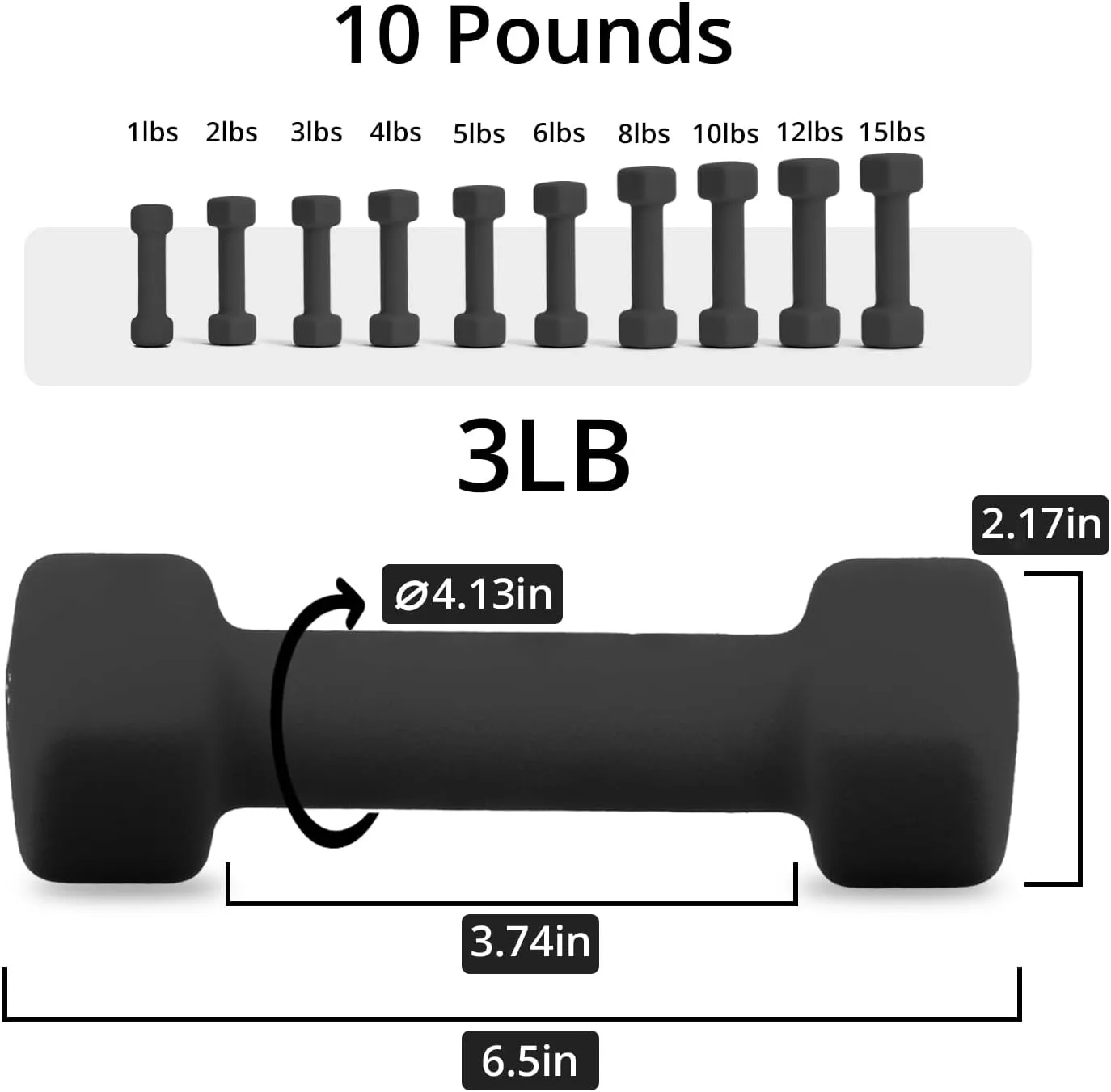 Portzon Weights Dumbbells with Neoprene CoatingSingle, 1LB-3LB Anti-Roll, Anti-Slip, Hexagonal Home Fitness Equipment for Shoulder, Neck, and Hand Training for Seniors over 55 old
