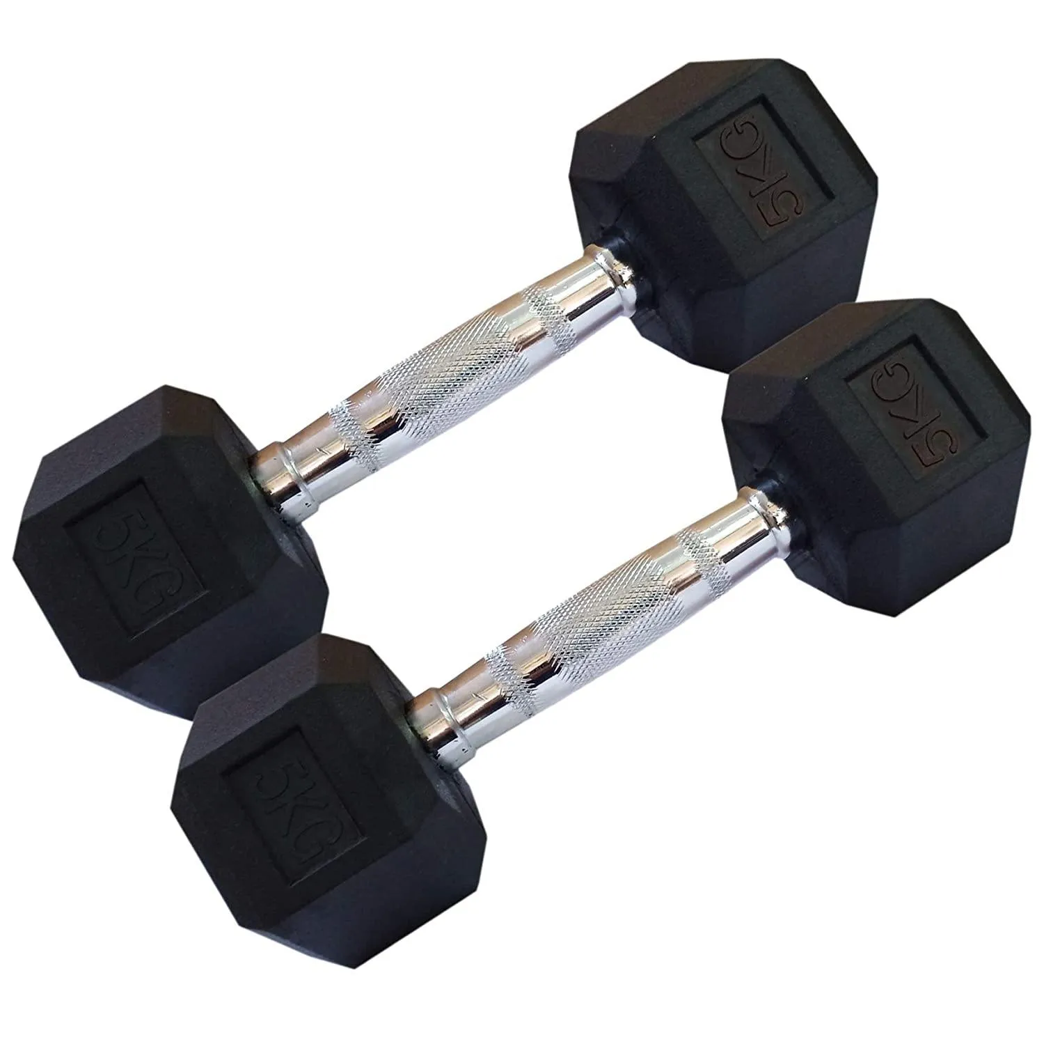 Prokick Rubber Coated Professional Exercise Hex Dumbbells - 17.5 KG (Single Piece)