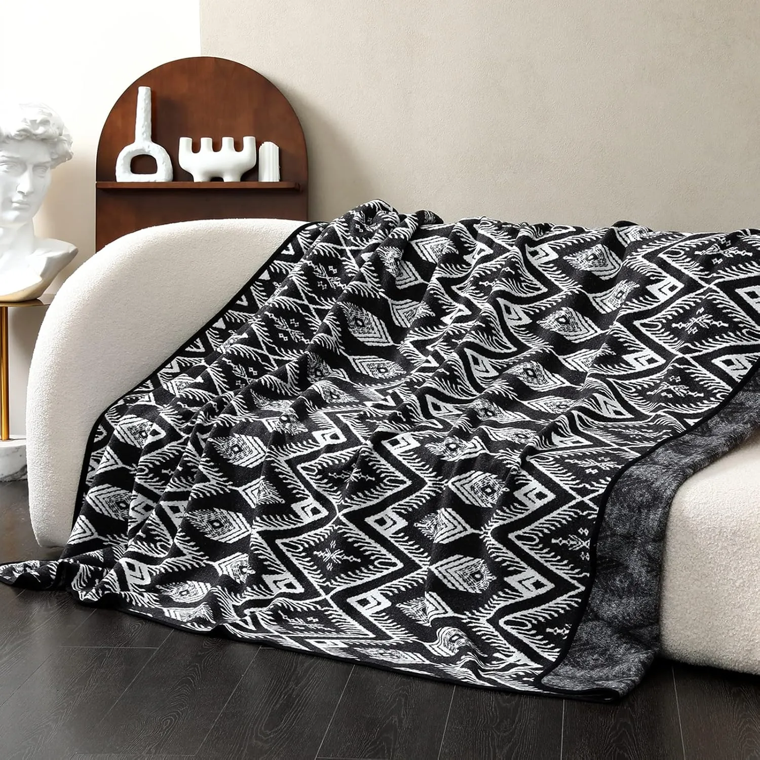 PuTian Merino Wool Blanket Camping Outdoor Blanket - 63" x 51" Bohemia Grey Great for Camping, Outdoors, Sporting Events, Survival & Emergency Kits -Super Soft Wool Blanket