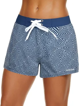 Rocorose Women's Board Shorts Quick Dry Elastic Waist Swim Shorts Surf Swimwear with Pocket and Liner