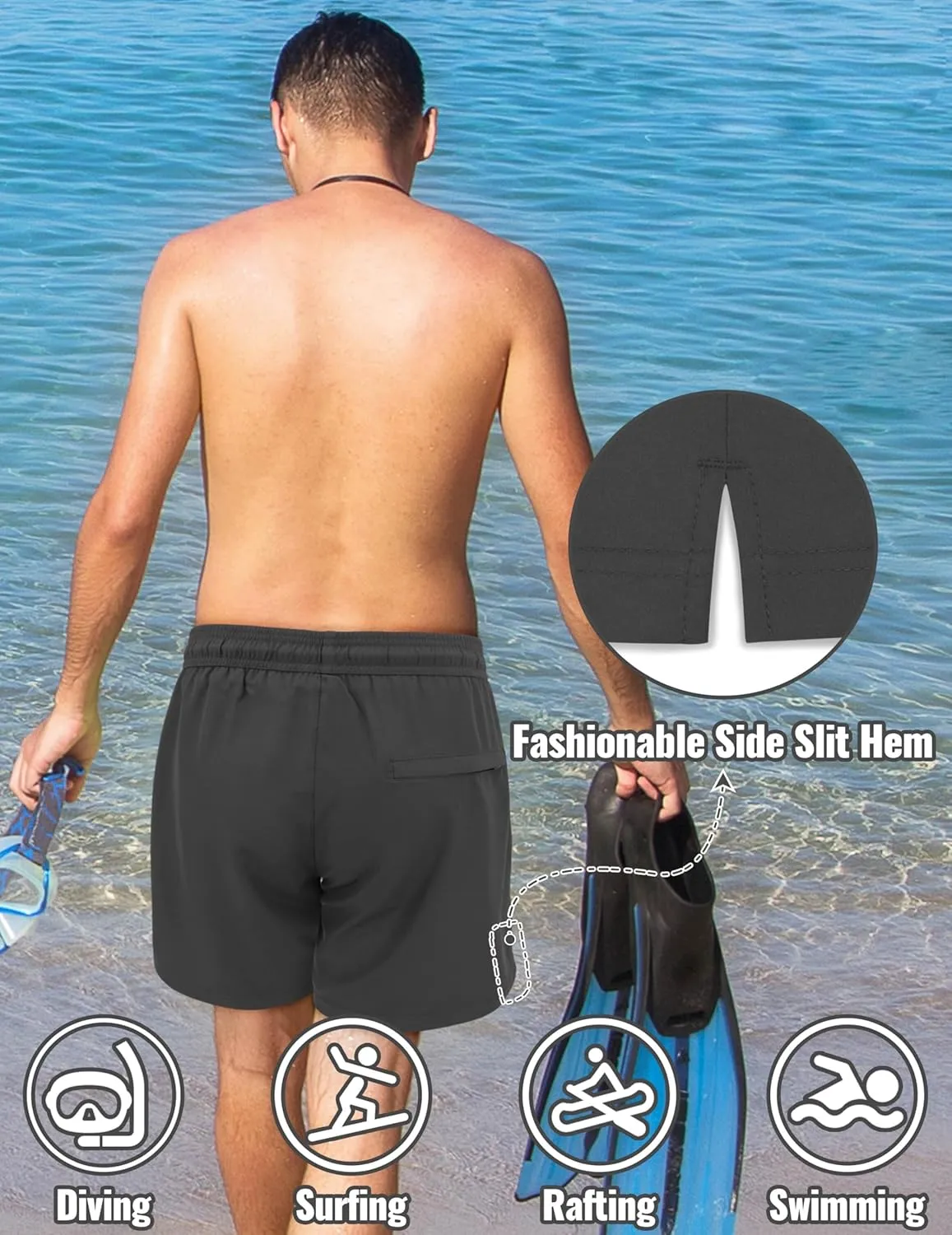Sarfel Mens Swim Trunks 5 Inch Mens Bathing Suit with Compression Liner Men's Board Shorts Men's Swimwear Quick Dry Swimsuit