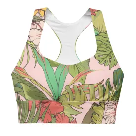 Sports Bra Swim Top -UPF 50  XS-3XL - Vintage Tropical Floral