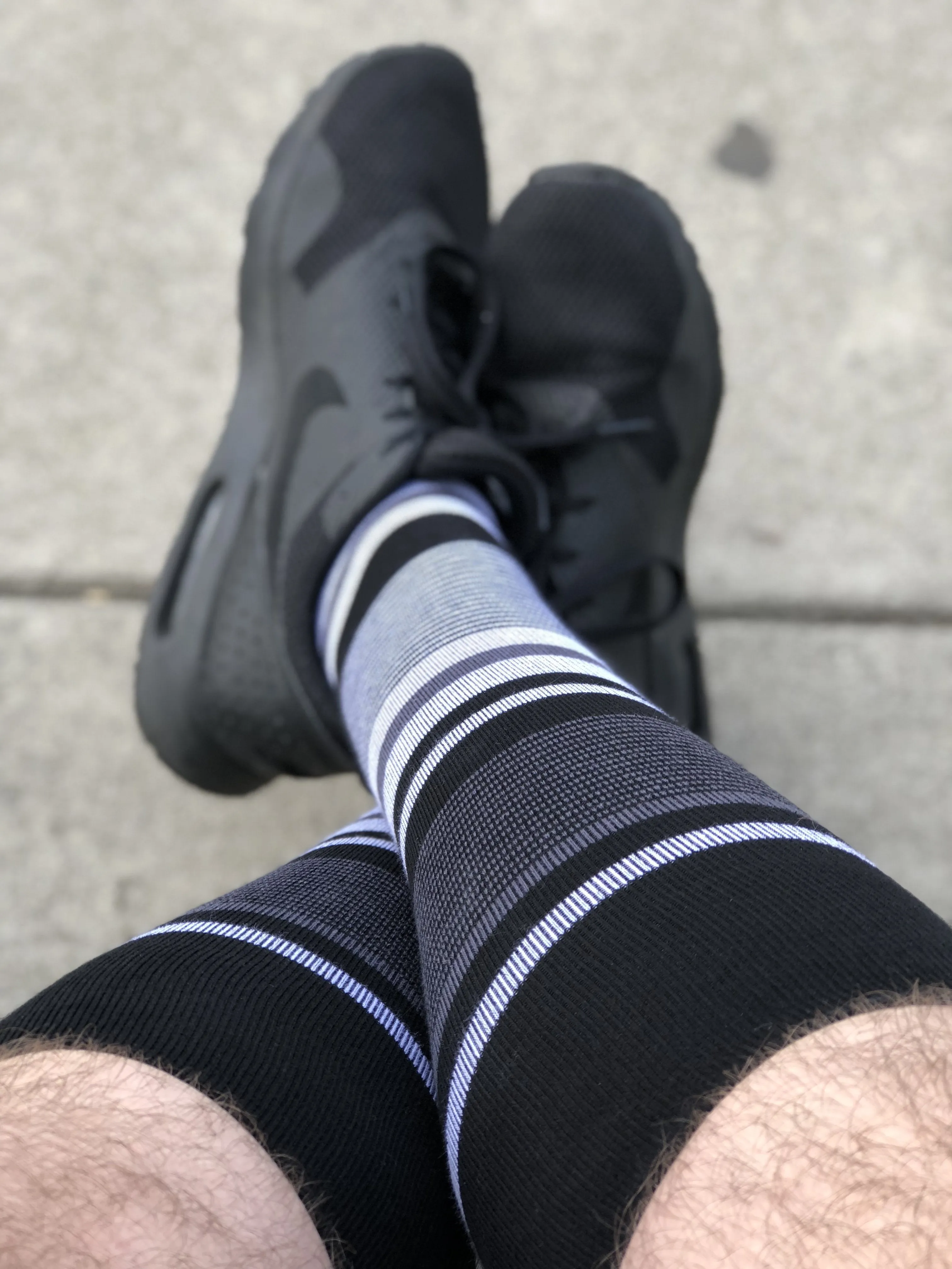 Stripe Cotton Black/Grey Socks - Men's Medical