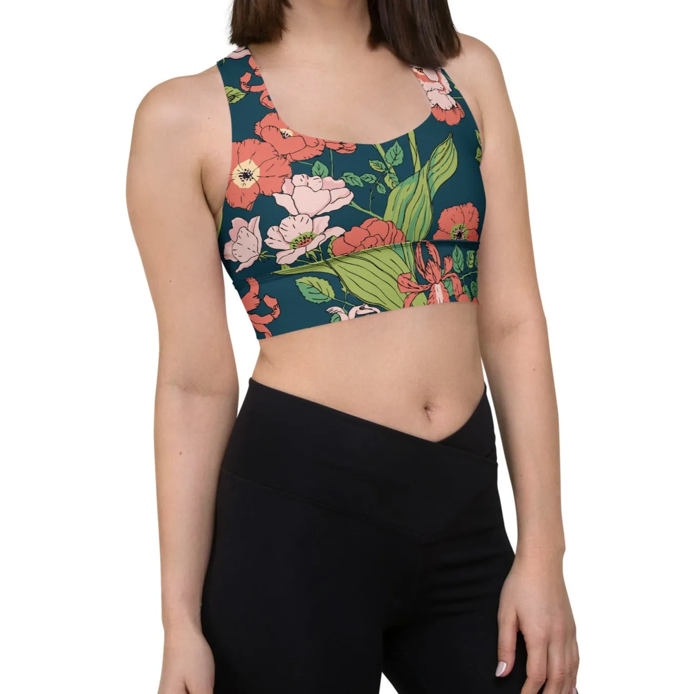 Swim Sports Bra Top UPF 50  Sizes XS-3XL - Seychelles Floral