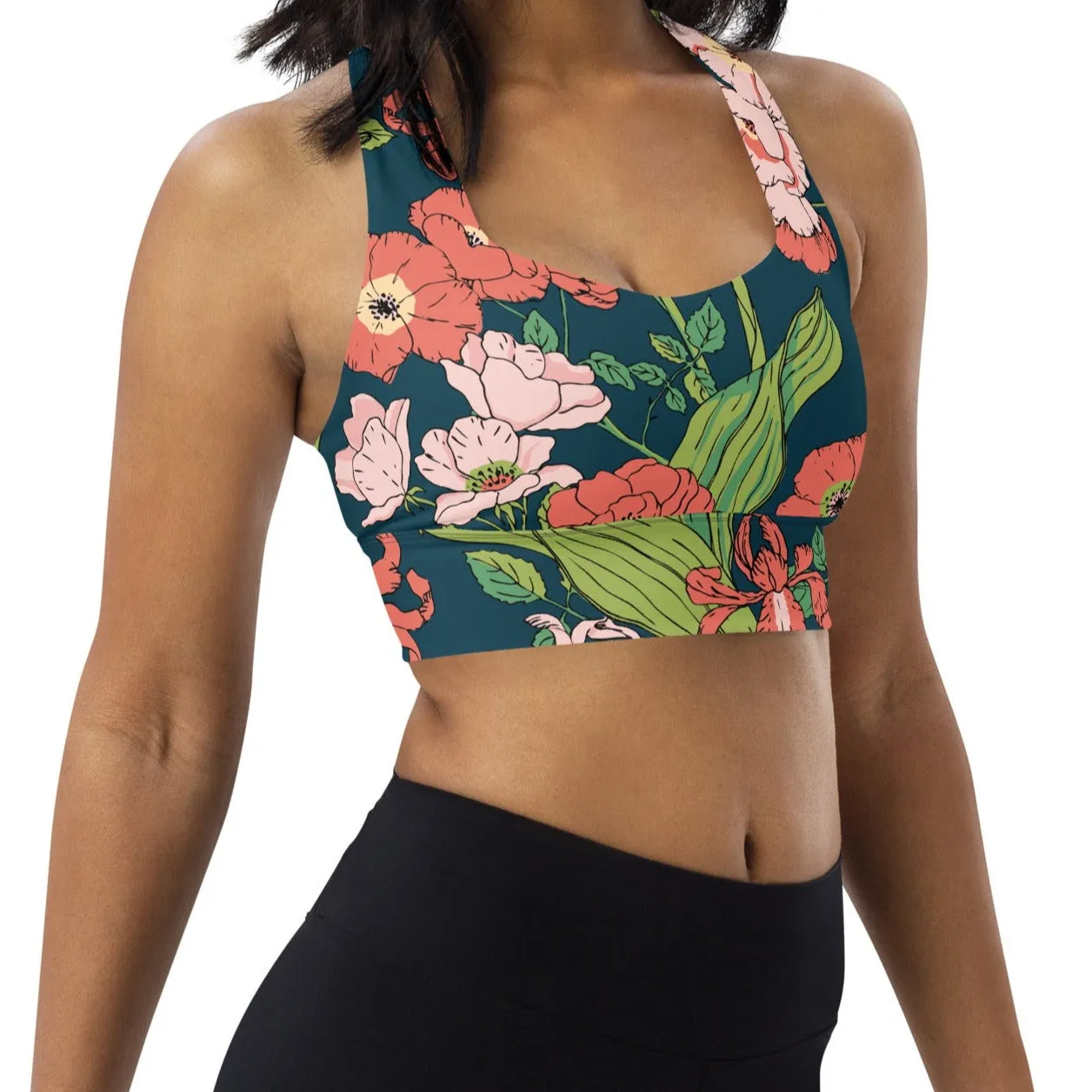 Swim Sports Bra Top UPF 50  Sizes XS-3XL - Seychelles Floral
